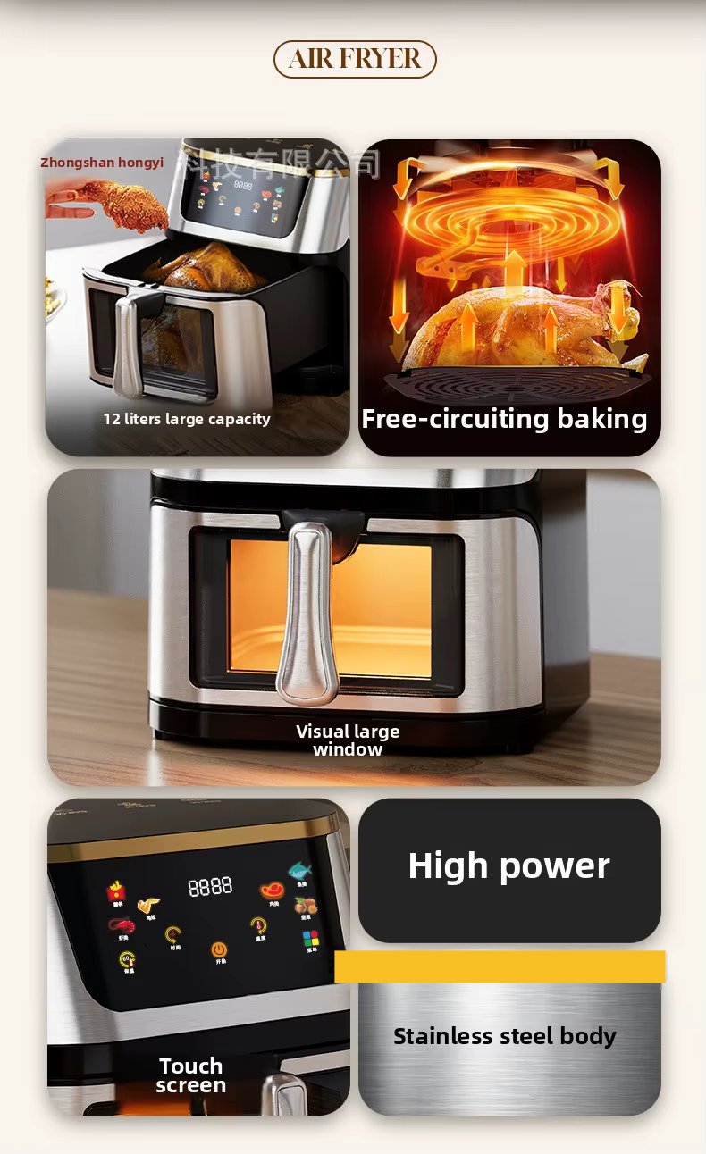 IN STOCK IN TORONTO-READY TO SHIP - 12 LTR Stainless Steel Air Fryer with Touch Screen Multifunctionality