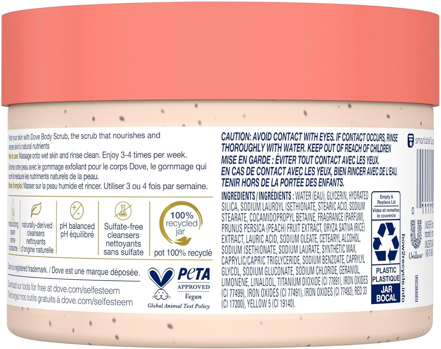 Body Scrub for Silky Smooth Skin White Peach & Crushed Rice Exfoliating Body Scrub That Restores Skin'S Natural Nutrients 298 G