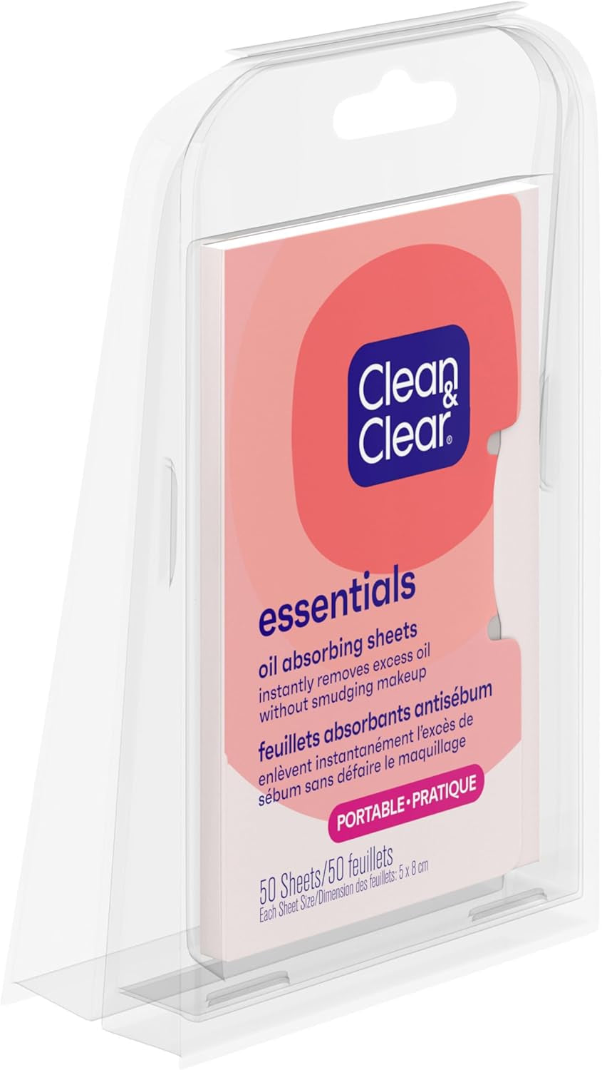 Oil Absorbing Facial Sheets, Portable Blotting Papers for Face & Nose, Blotting Sheets for Oily Skin to Instantly Absorb & Remove Excess Oil & Help Reduce Shine, 50 Ct