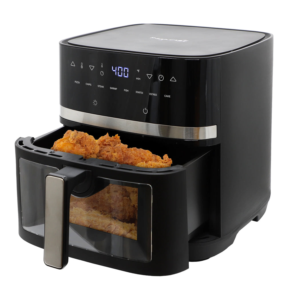 8 Quart Digital Electric Air Fryer with Transparent Window in Black