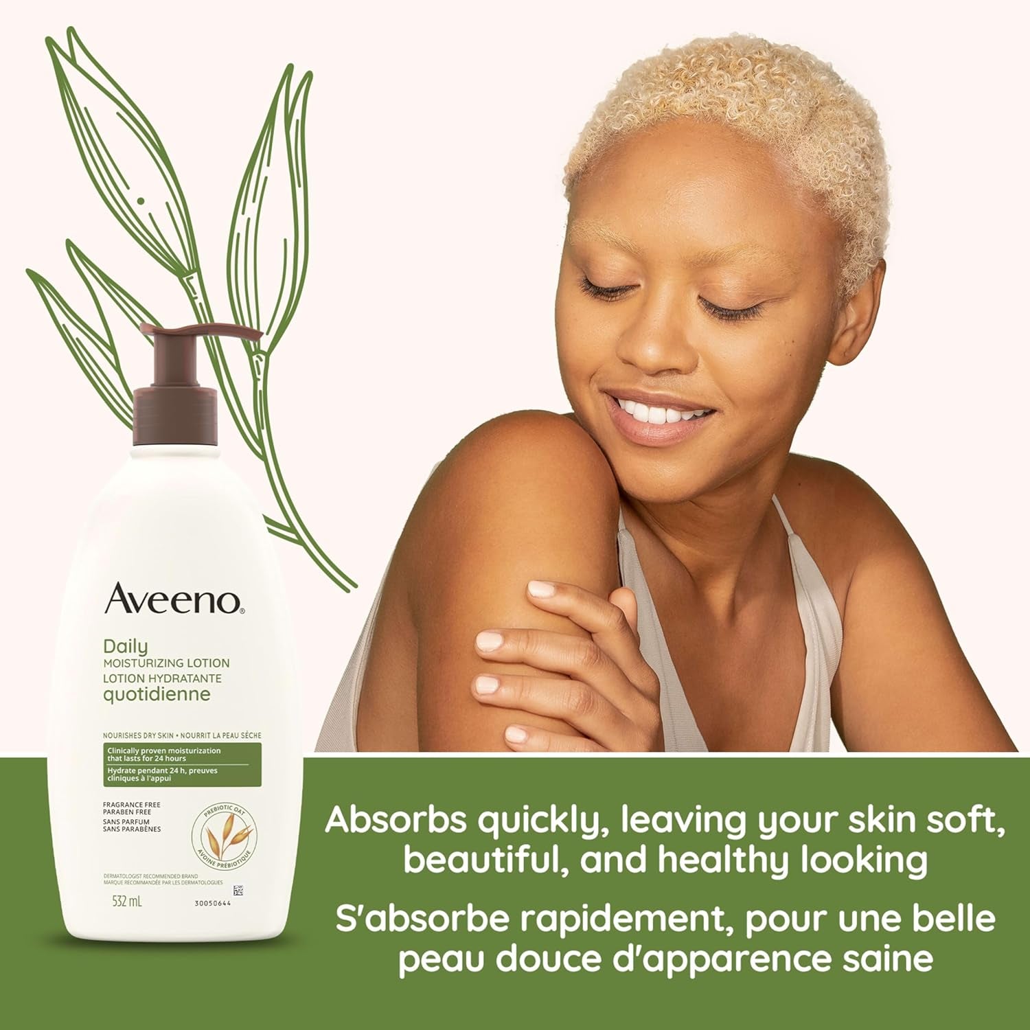 Daily Moisturizing Lotion, Dry Skin, Non Comedogenic, Prebiotic Oat, Daily Moisturizer, Fragrance Free, 532Ml