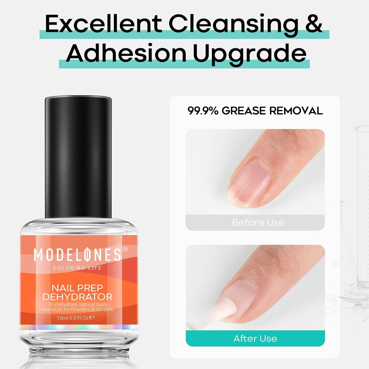 Nail Dehydrator, 15 Ml Acid Free Nail Prep Dehydrator for Press Ons/Acrylic Nails/Gel Nail Polish, Hema-Free Primer Bonder