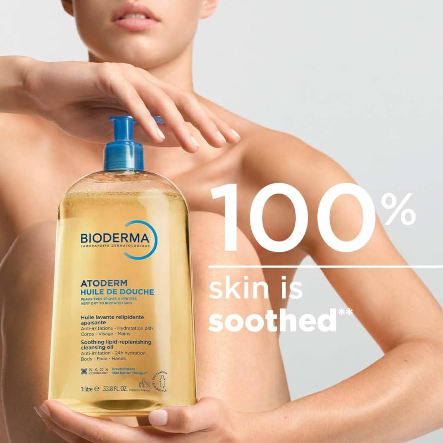 Bioderma Atoderm Shower-Oil, Cleansing-Oil for Face & Body, urishing Cleansing Oil for Dry to Atopic Sensitive Skin for Softer & Smooth Skin for Your Whole Family