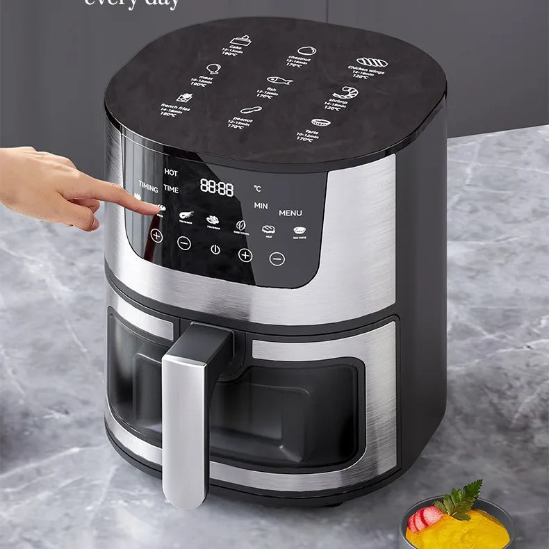 7L Stainless Steel Smart Portable Visual air Fryer for Easy Home Oven Touch Electric Fryer