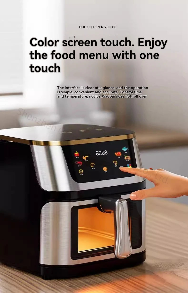110V Air Fryer Fully Automatic Visual Integrated Electric Frying Pan 15L 10L 7L Intelligent Fume-free Oven Machine.