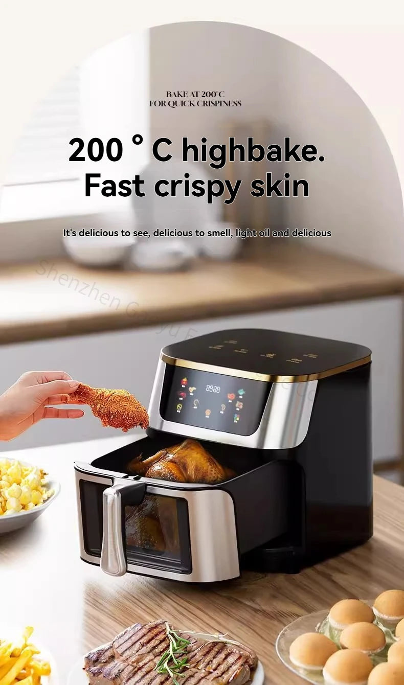 110V Air Fryer Fully Automatic Visual Integrated Electric Frying Pan 15L 10L 7L Intelligent Fume-free Oven Machine.