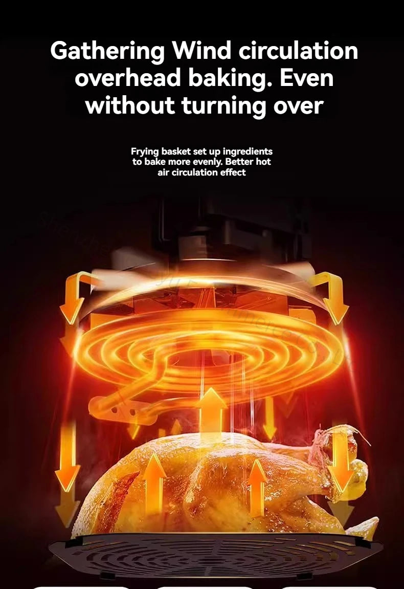 110V Air Fryer Fully Automatic Visual Integrated Electric Frying Pan 15L 10L 7L Intelligent Fume-free Oven Machine.