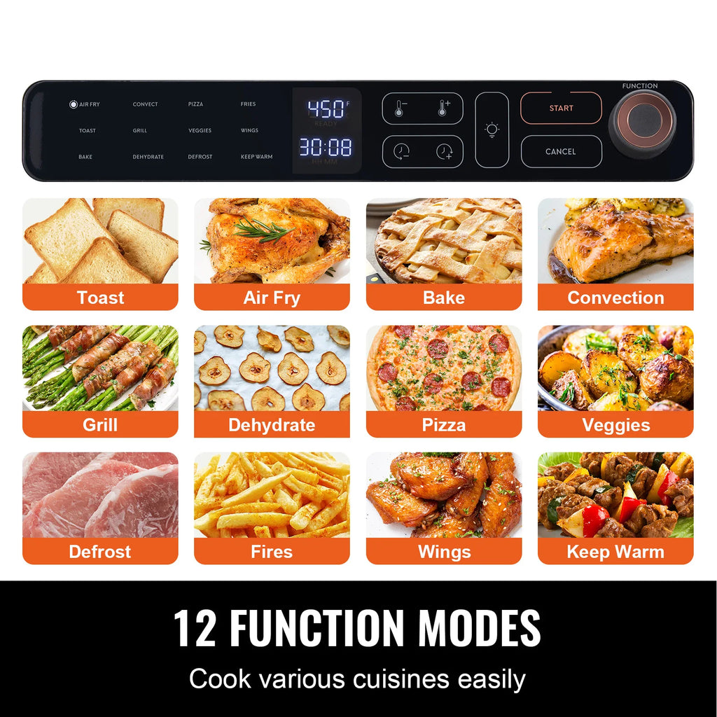 SucceBuy Air Fryer Toaster Oven 25L Convection Oven 1700W Stainless Steel Toaster Ovens Countertop Combo with Grill for Kitchen