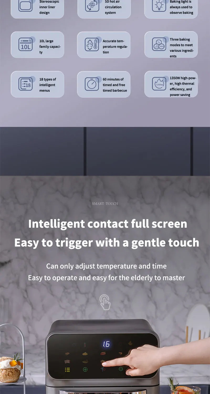 10L Large Capacity Electric Air Fryers Oil-free Automatic Household Kitchen 360°Baking Convection Oven Deep Fryer without Oil with set of Liners. FREE. Value $30.