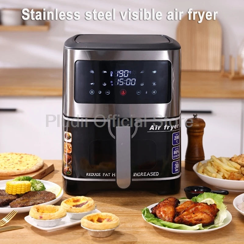 1400W 6L Smart Air Fryer Oven Large Capacity 360 Hot Air Circulation Transparent Window Healthy Cook for Home Kitchen Appliance