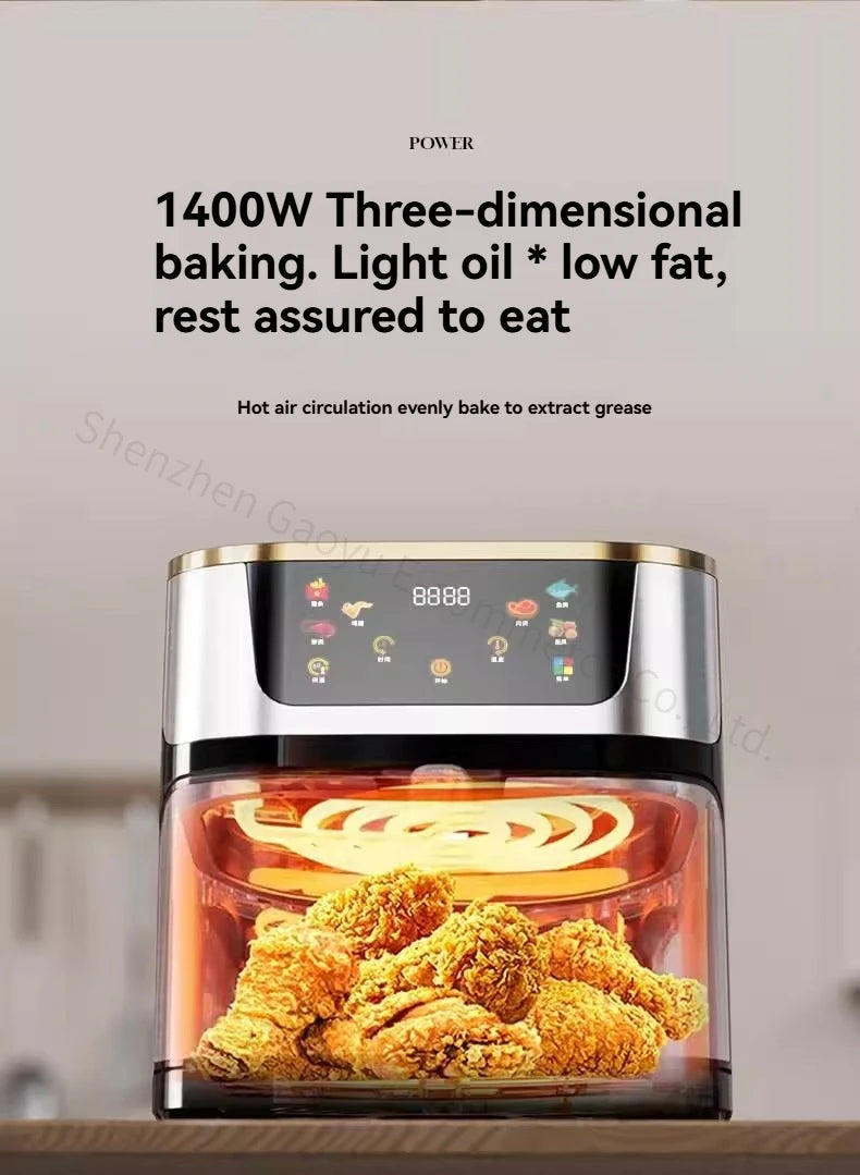 110V Air Fryer Fully Automatic Visual Integrated Electric Frying Pan 15L 10L 7L Intelligent Fume-free Oven Machine.