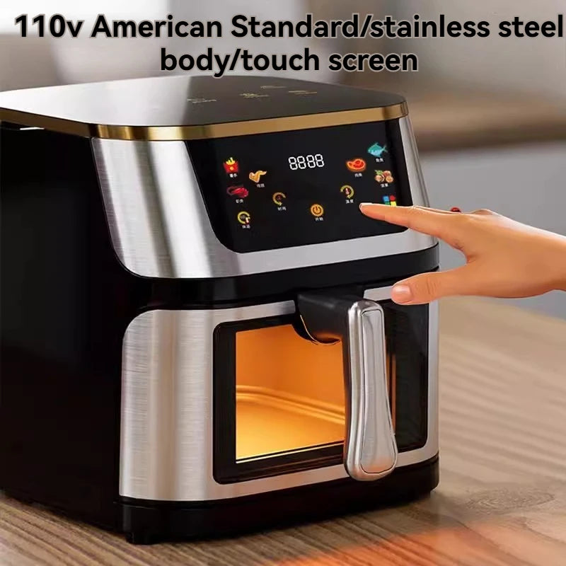 110V Air Fryer Fully Automatic Visual Integrated Electric Frying Pan 15L 10L 7L Intelligent Fume-free Oven Machine.