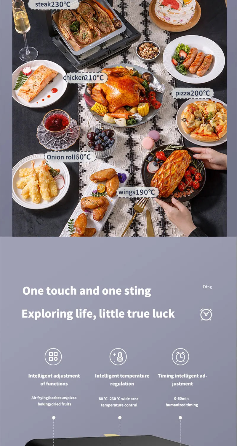 10L Large Capacity Electric Air Fryers Oil-free Automatic Household Kitchen 360°Baking Convection Oven Deep Fryer without Oil with set of Liners. FREE. Value $30.