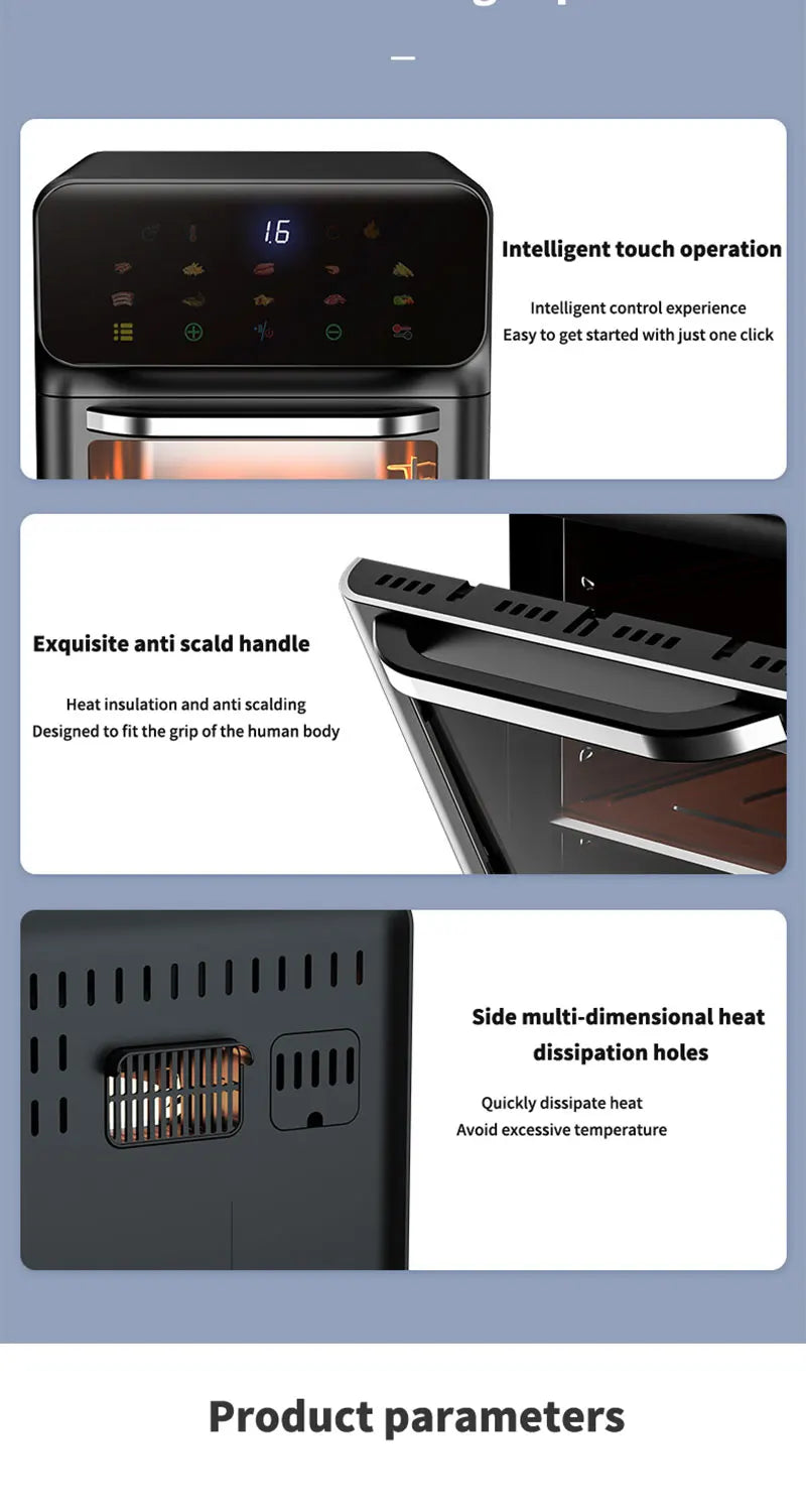 10L Large Capacity Electric Air Fryers Oil-free Automatic Household Kitchen 360°Baking Convection Oven Deep Fryer without Oil with set of Liners. FREE. Value $30.