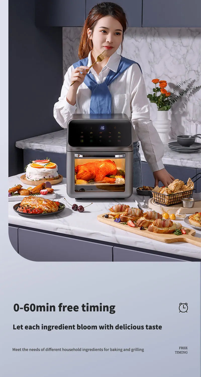 10L Large Capacity Electric Air Fryers Oil-free Automatic Household Kitchen 360°Baking Convection Oven Deep Fryer without Oil with set of Liners. FREE. Value $30.