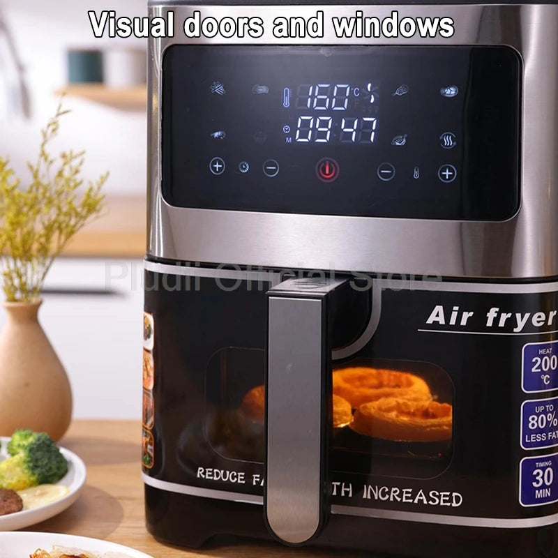 1400W 6L Smart Air Fryer Oven Large Capacity 360 Hot Air Circulation Transparent Window Healthy Cook for Home Kitchen Appliance