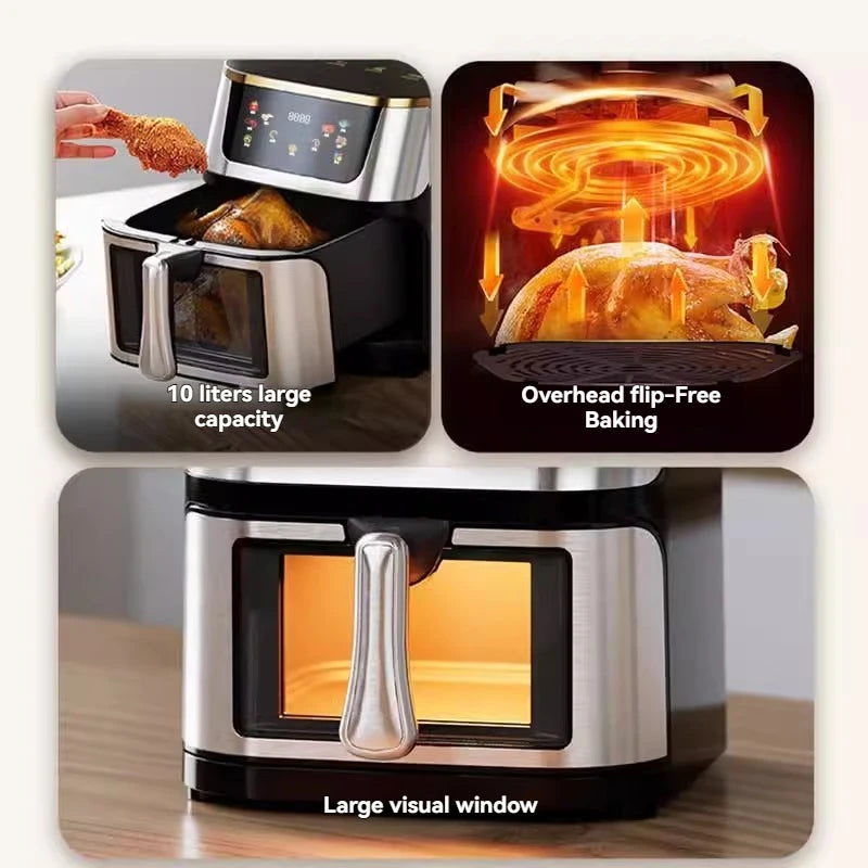 110V Air Fryer Fully Automatic Visual Integrated Electric Frying Pan 15L 10L 7L Intelligent Fume-free Oven Machine.