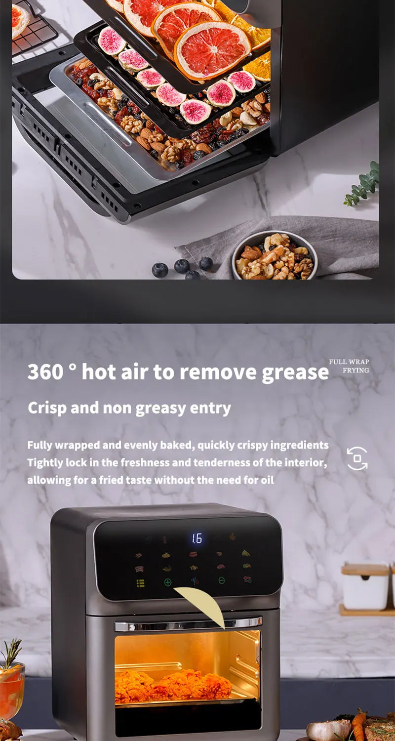 10L Large Capacity Electric Air Fryers Oil-free Automatic Household Kitchen 360°Baking Convection Oven Deep Fryer without Oil with set of Liners. FREE. Value $30.