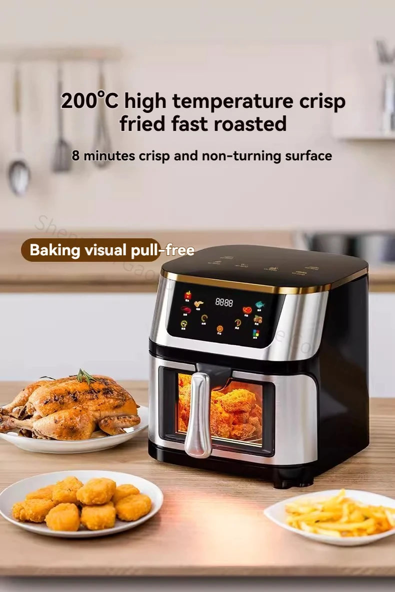 110V Air Fryer Fully Automatic Visual Integrated Electric Frying Pan 15L 10L 7L Intelligent Fume-free Oven Machine.