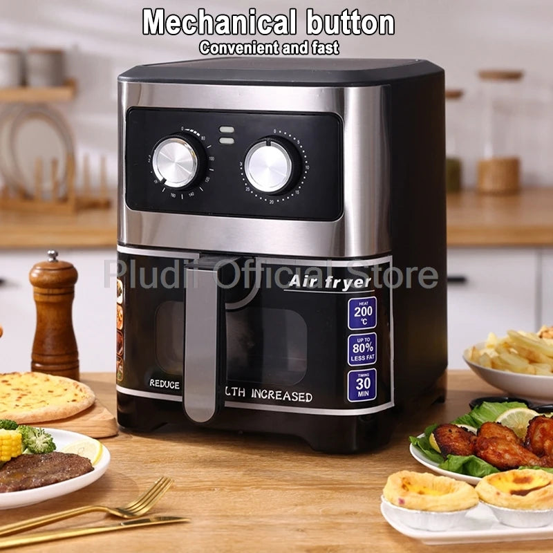 1400W 6L Smart Air Fryer Oven Large Capacity 360 Hot Air Circulation Transparent Window Healthy Cook for Home Kitchen Appliance
