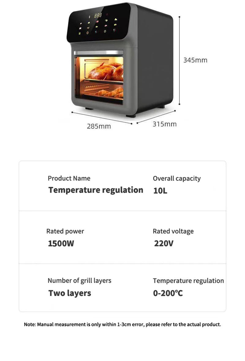 10L Large Capacity Electric Air Fryers Oil-free Automatic Household Kitchen 360°Baking Convection Oven Deep Fryer without Oil with set of Liners. FREE. Value $30.