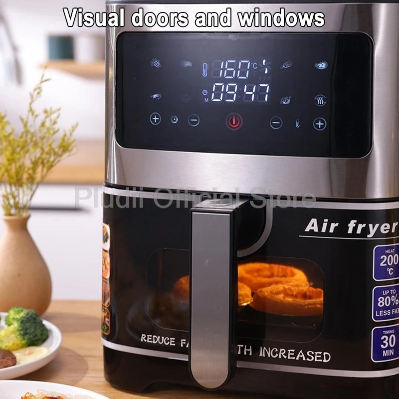 1400W 6L Smart Air Fryer Oven Large Capacity 360 Hot Air Circulation Transparent Window Healthy Cook for Home Kitchen Appliance