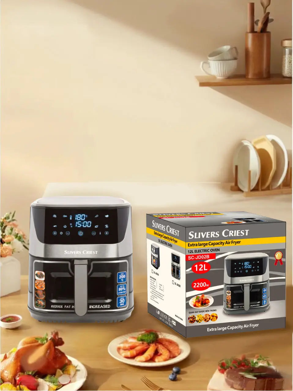 2025 New Arrival 12L Oil-Free Electric Air Fryer - Cheap Good Quality Air Fryer Rack System