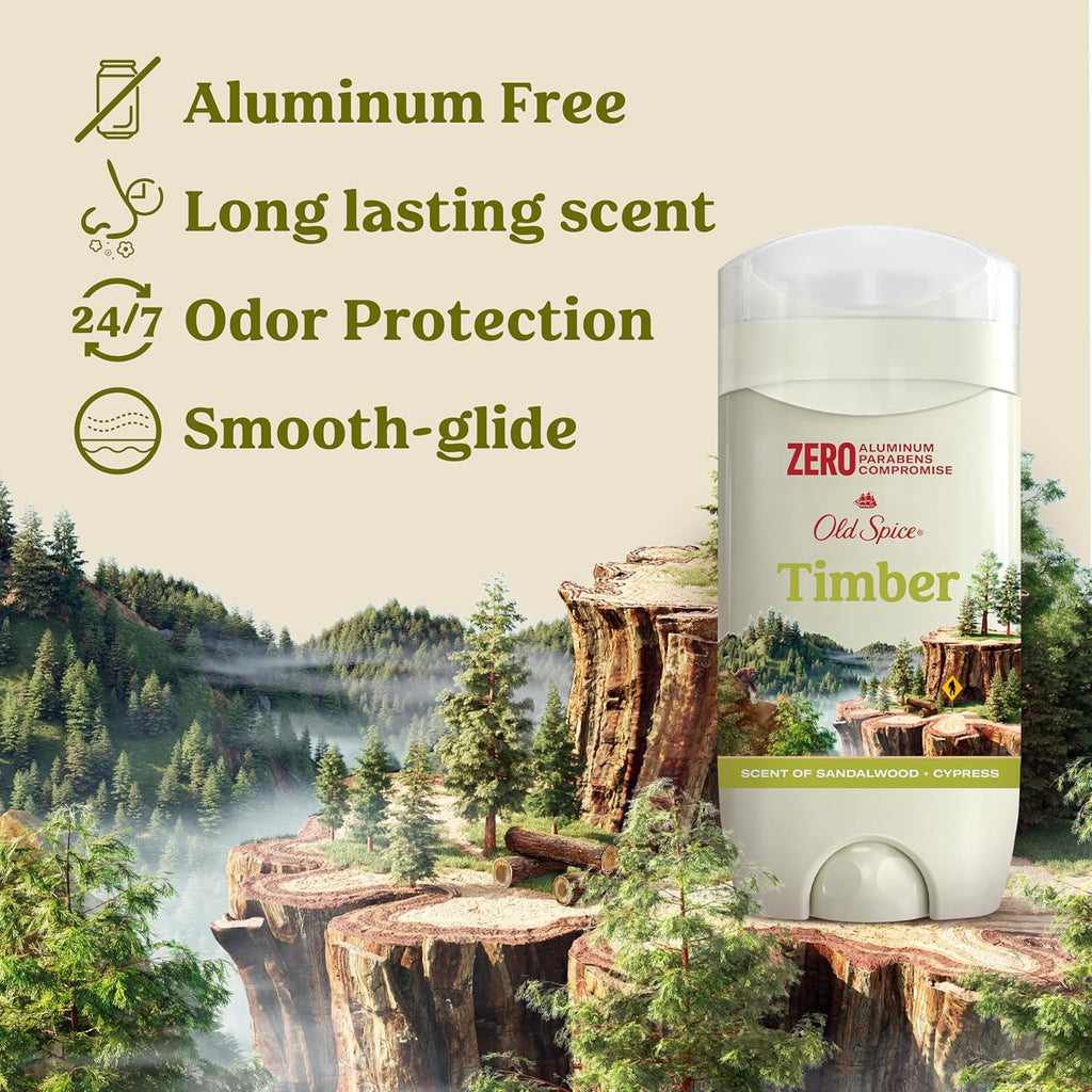 Deodorant for Men, Timber Deodorant with Sandalwood, 85 Grams