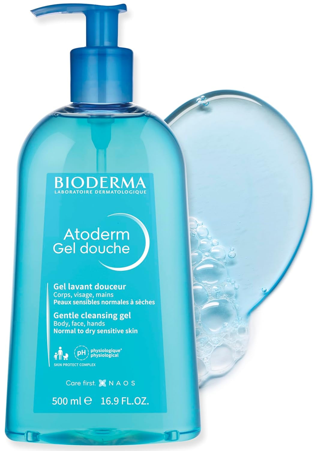 Bioderma Atoderm Hydrating Shower Gel, Moisturizsing Face and Body Cleanser, Body Wash for rmal to Dry Sensitive Skin, 1L