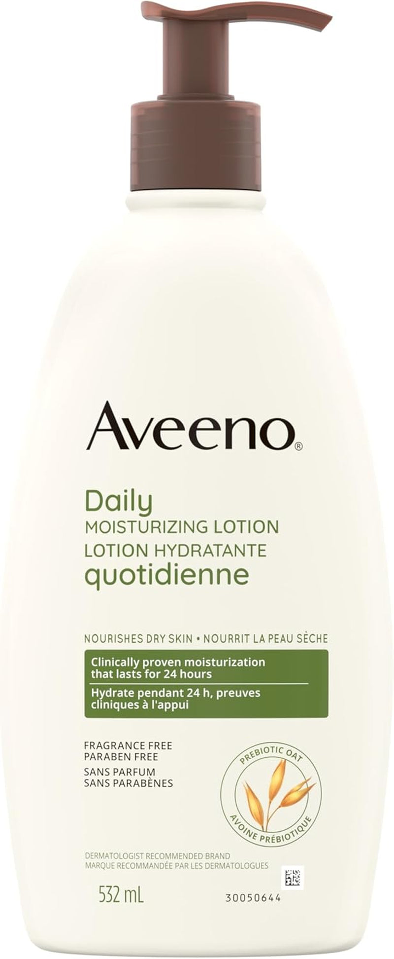 Daily Moisturizing Lotion, Dry Skin, Non Comedogenic, Prebiotic Oat, Daily Moisturizer, Fragrance Free, 532Ml