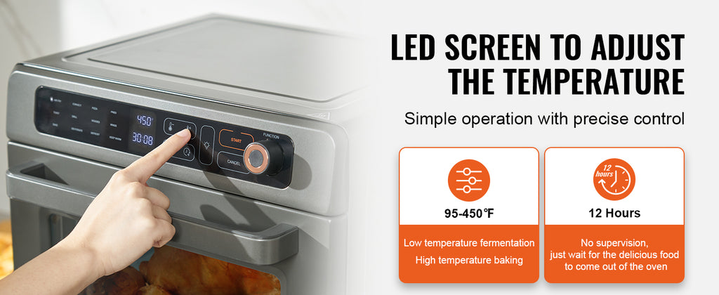 SucceBuy Air Fryer Toaster Oven 25L Convection Oven 1700W Stainless Steel Toaster Ovens Countertop Combo with Grill for Kitchen