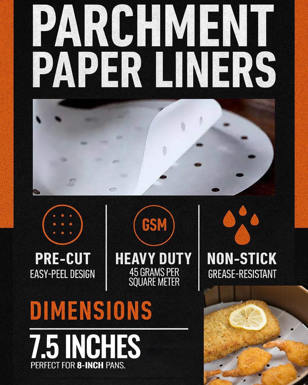 7.5 Inch Parchment Paper Rounds Compatible with Instant Pot RIO, Smart, Duo Nova, Duo Evo, Sheets for Baking, for Pressure Cooker, Air Fryers, Springform Pans, Non-Stick Small Pre-Cut Paper Liners